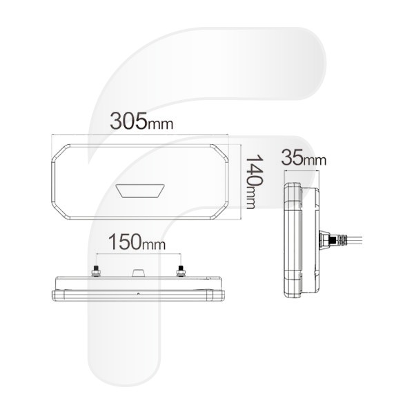 PILOTO TRASERO LED 10/30V DINÁMICO DERECHO 305MM